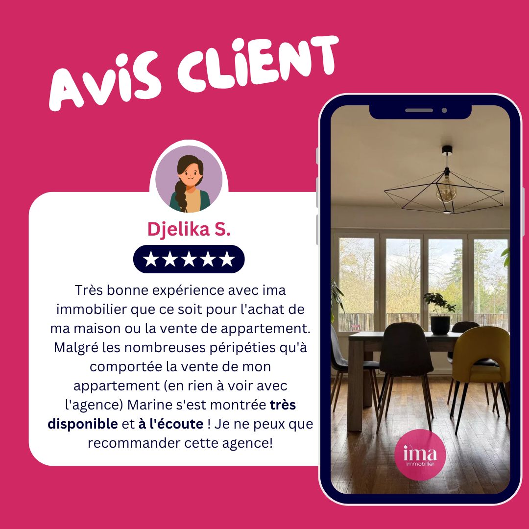 🏡 En immobilier, les imprévus font partie du parcours.

Retard de prêt bancaire, délais administratifs, diagnostics à refaire, succession plus longue que prévu, contretemps chez le notaire… Les péripéties ne manquent pas et peuvent vite devenir source de stress.

Mais une chose fait toute la différence : être bien accompagné. 🤝

Chez ima Immobilier, nous sommes présents à chaque étape pour anticiper les difficultés, trouver des solutions et vous accompagner jusqu'à la signature, en toute sérénité.

Merci à Djelika pour sa confiance et pour ce beau témoignage. 💙
Votre satisfaction est notre plus belle récompense.

✨ Vous avez un projet de vente ou d'achat ? Parlons-en !

#avisclient #immobilier #accompagnement #venteimmobilière #achatimmobilier
